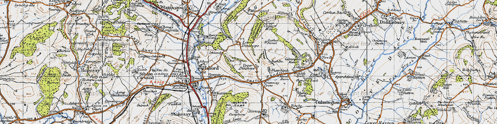 Old map of Upper Dinchope in 1947