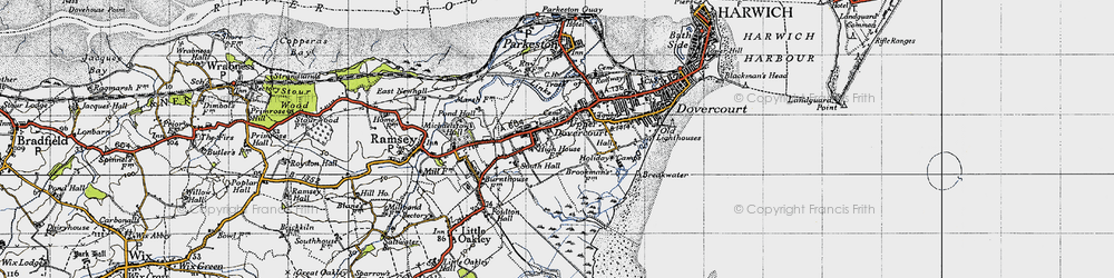 Old map of Upper Dovercourt in 1946