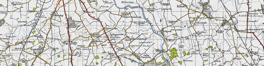 Old map of Upper Dunsforth in 1947