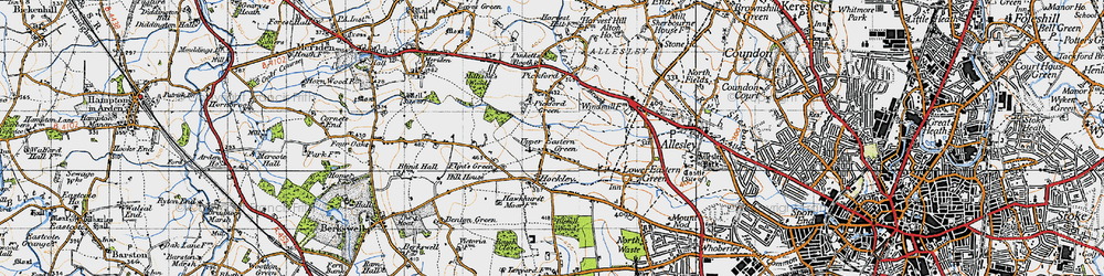 Old map of Upper Eastern Green in 1947
