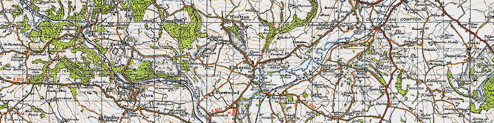Old map of Upper Ellastone in 1946