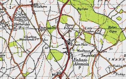 Old map of Upper Enham in 1945