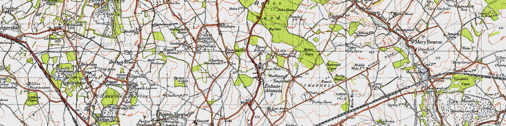Old map of Upper Enham in 1945