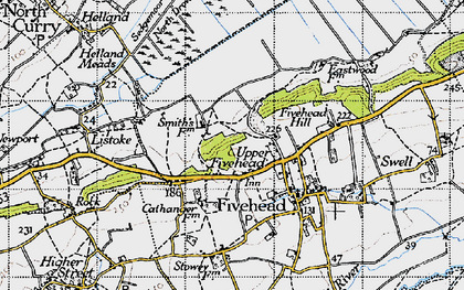 Old map of Upper Fivehead in 1945