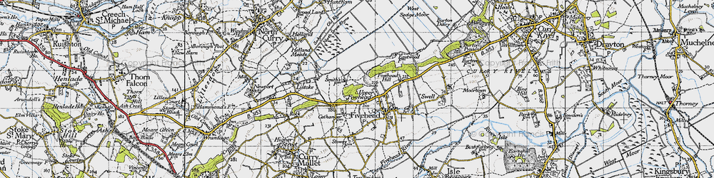Old map of Upper Fivehead in 1945