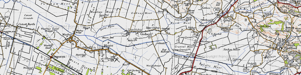 Old map of Upper Godney in 1946