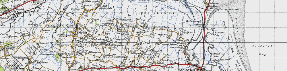 Old map of Upper Goldstone in 1947
