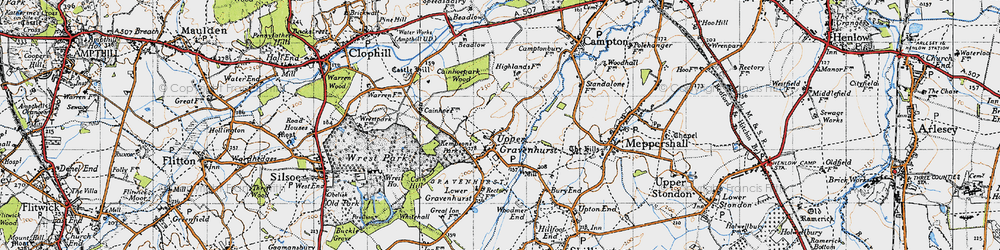 Old map of Upper Gravenhurst in 1946