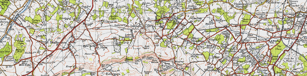 Old map of Upper Green in 1945