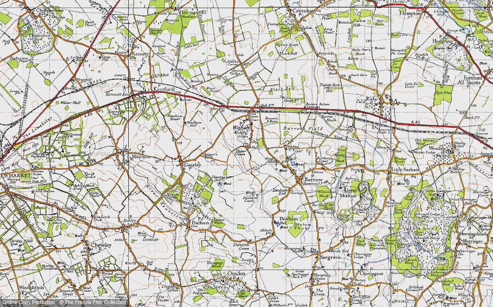 Old Map of Upper Green, 1946 in 1946