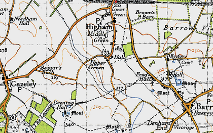 Old map of Upper Green in 1946