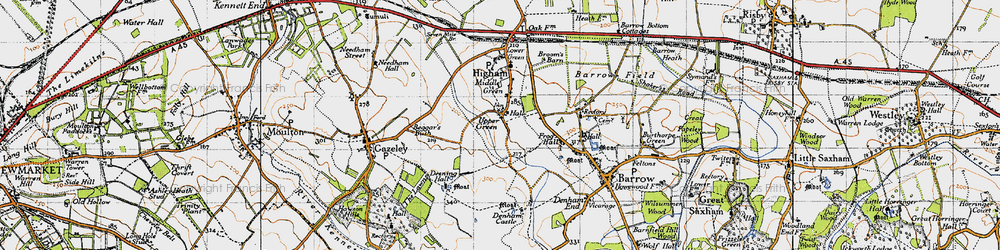 Old map of Upper Green in 1946
