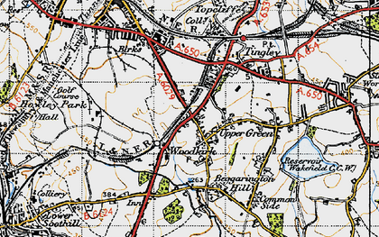 Old map of Upper Green in 1947