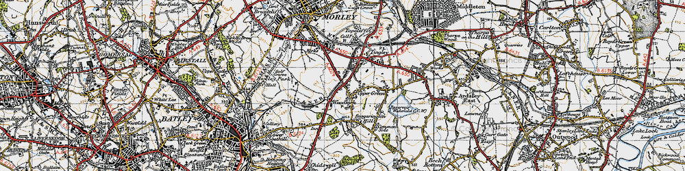 Old map of Upper Green in 1947