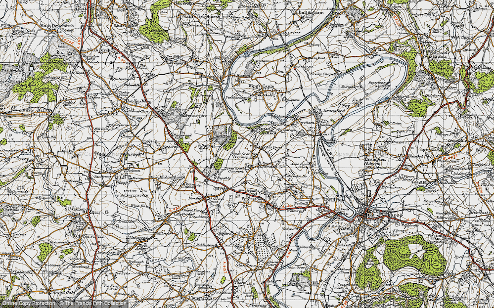 Old Map of Historic Map covering Dadnor in 1947