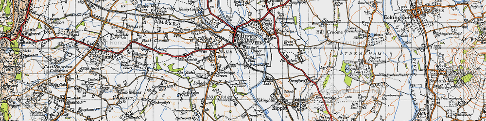 Old map of Upper Ham in 1947