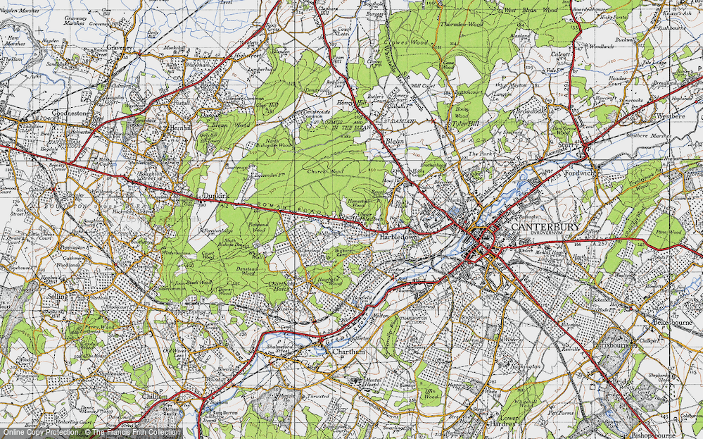 Old Map of Upper Harbledown, 1947 in 1947