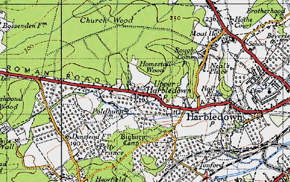 Old map of Upper Harbledown in 1947