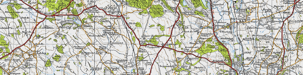 Old map of Upper Hatton in 1946