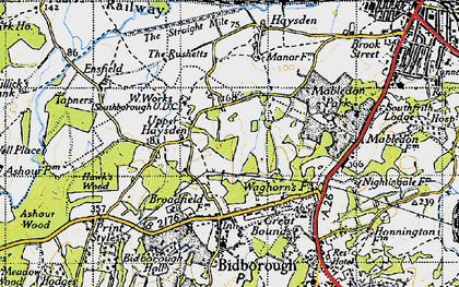Old map of Upper Hayesden in 1946