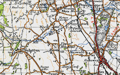 Old map of Upper Hengoed in 1947