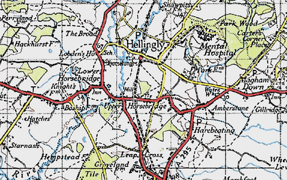 Old map of Upper Horsebridge in 1940