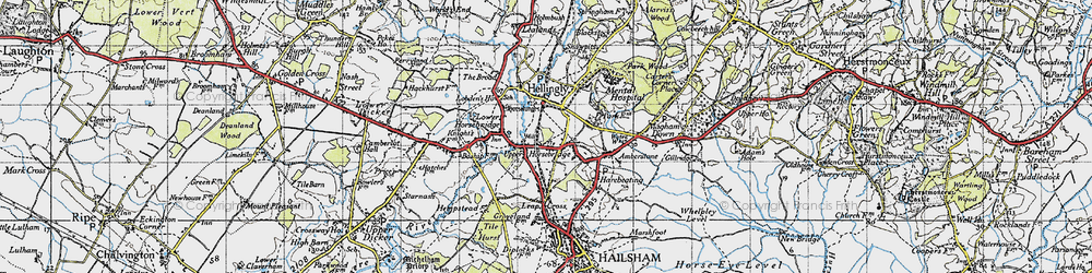 Old map of Upper Horsebridge in 1940