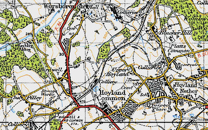 Old map of Upper Hoyland in 1947