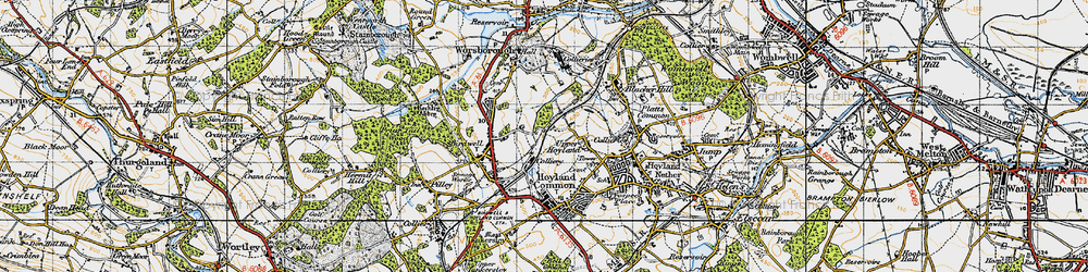 Old map of Upper Hoyland in 1947