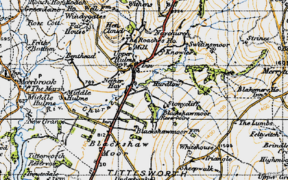Old map of Blackshawmoor Resrs in 1947