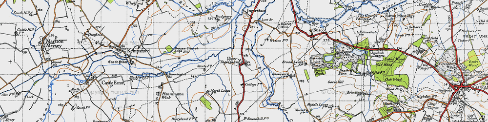 Old map of Upper Inglesham in 1947