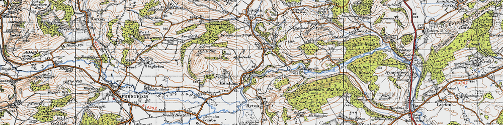 Old map of Upper Kinsham in 1947