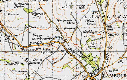 Old map of Wether Down in 1947