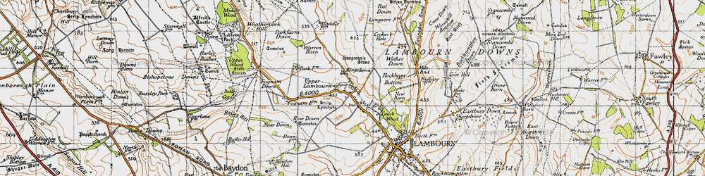 Old map of Upper Lambourn in 1947