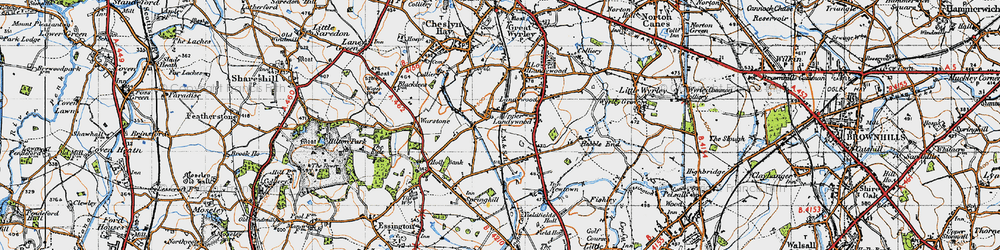 Old map of Upper Landywood in 1946