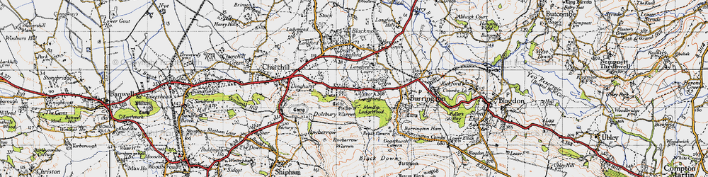Old map of Upper Langford in 1946