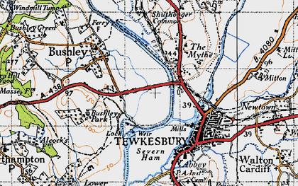 Old map of Bushley Park in 1947