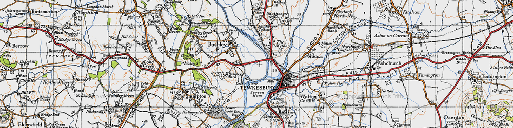 Old map of Bushley Park in 1947