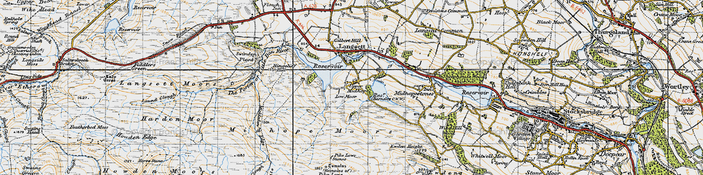 Old map of Upper Midhope in 1947