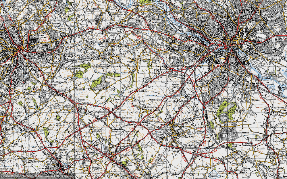 Old Map of Upper Moor Side, 1947 in 1947