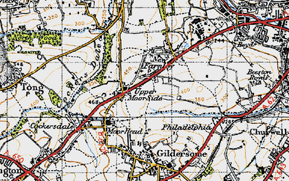 Old map of Upper Moor Side in 1947