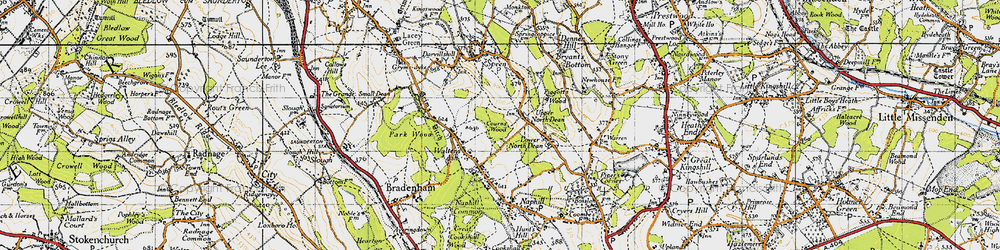Old map of Upper North Dean in 1947