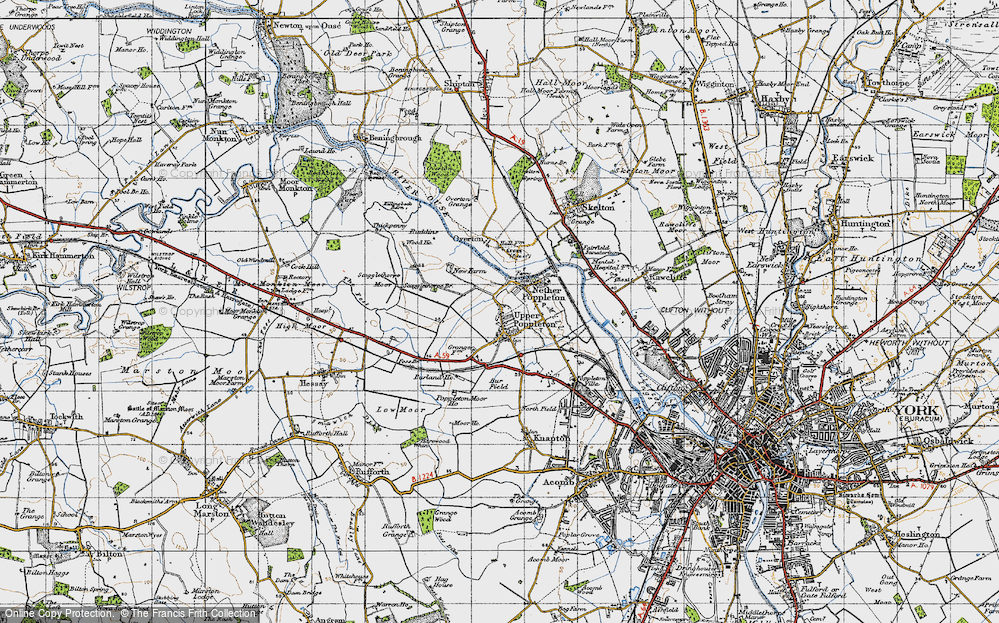 Old Map of Upper Poppleton, 1947 in 1947