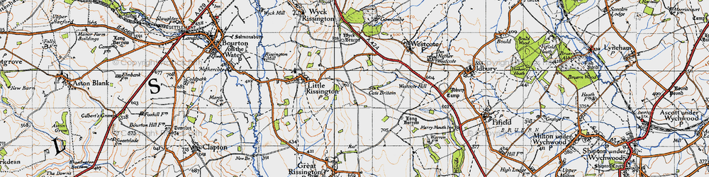 Old map of Upper Rissington in 1946
