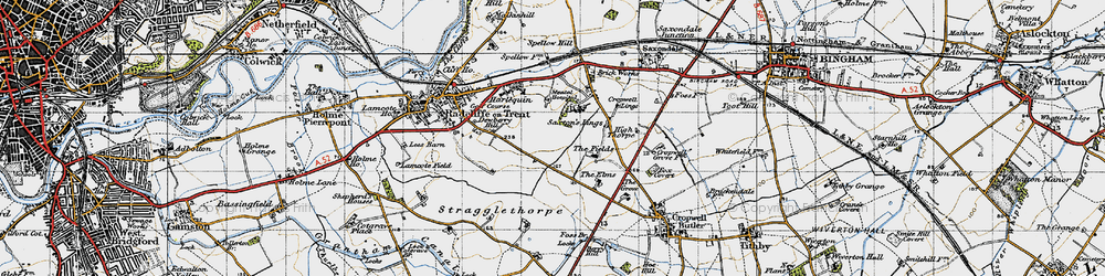 Old map of Upper Saxondale in 1946