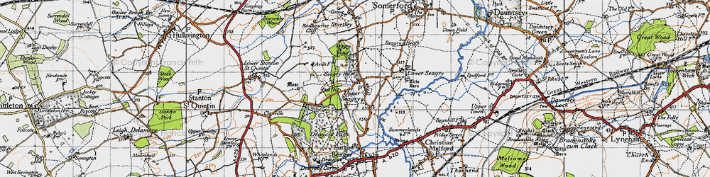 Old map of Upper Seagry in 1947