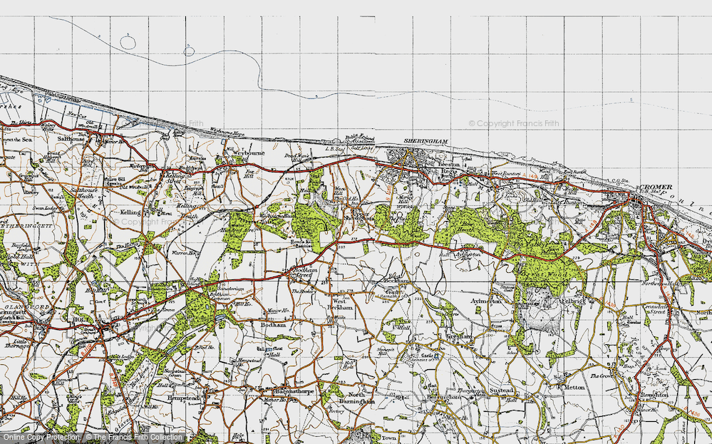 Old Map of Historic Map covering Howe's Hill in 1945