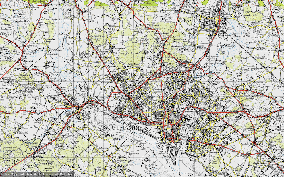Old Map of Upper Shirley, 1945 in 1945