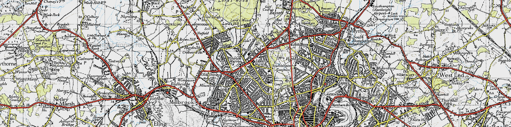 Old map of Upper Shirley in 1945