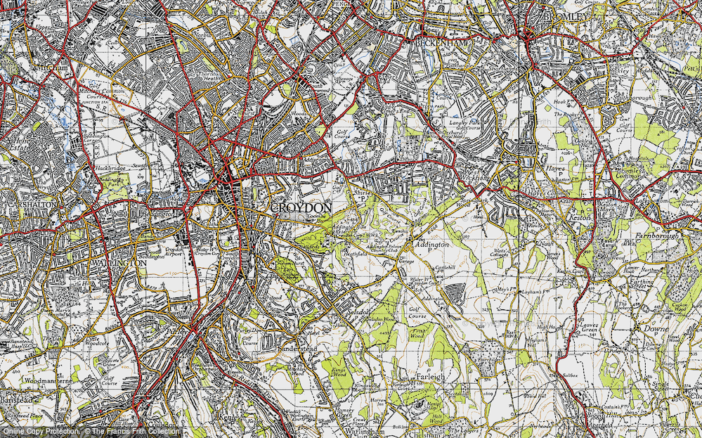 Old Map of Historic Map covering Addington Hills in 1946